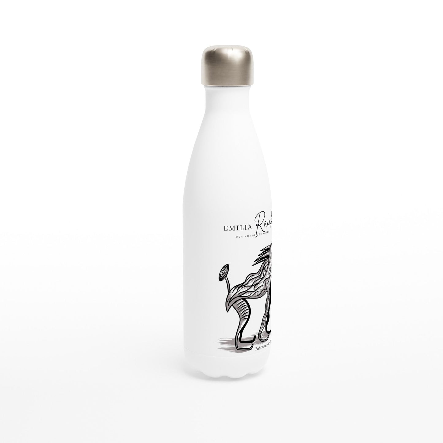 Weiße Edelstahl - Wasserflasche "Emilia Rainhill - Fabrizius" - MoonWalker Verlag